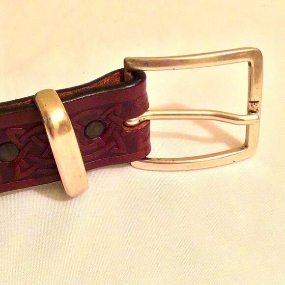Lee River Brown Leather Celtic Jeans Belt - Picture 3 of 5